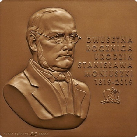 MONIUSZKO - płaskorzeźba, brąz/żywica